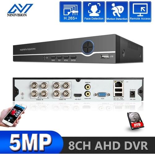 6 in 1 H.265+ 8ch AHD video hybrid recorder for 5MP/4MP/3MP/1080P/720P Camera Xmeye Onvif P2P CCTV DVR AHD DVR support USB wifi