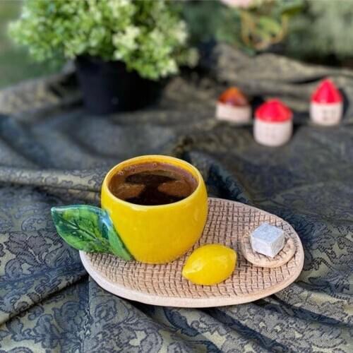 Lemon shaped ceramic coffee cup coffeware set mug
