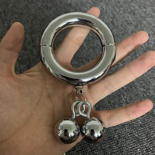 40/45/50mm Metal Penis RingTesticle Ball Stretcher Scrotum Cock Ring Locking Heavy Pendant Weight For CBT Male Sex Toys For Men