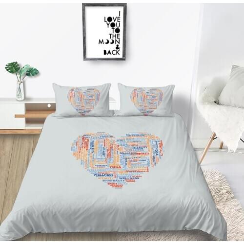Creative Love Bedding Set King Size Comfortable Fashionable Duvet Cover Queen Twin Full Single Double Unique Design Bed Set