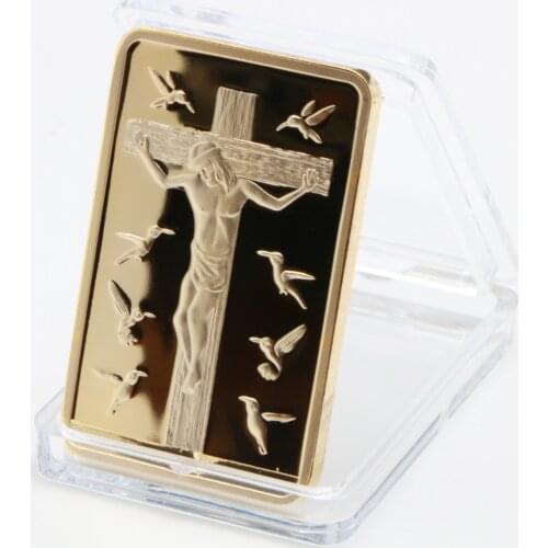 Replica Christ Jesus Gold Bar Jesus&Angel 1 OZ Gold 999 Gold Clad Bullion Bar Christian Commemorative Coin Souvenir Gifts