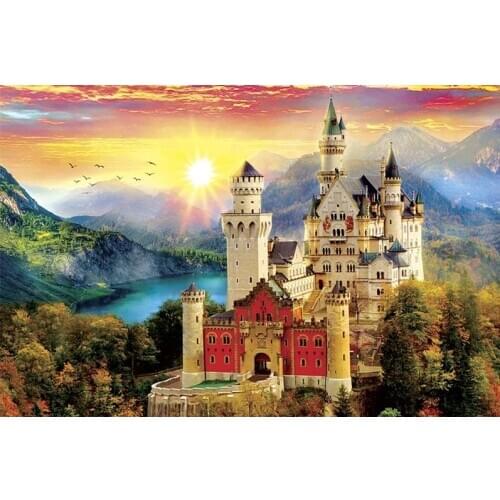Swan Castle scenery Embroidery for Needlework Crafts14CT Counted Unprinted DIY Cross Stitch Kits Handmade Arts Wall Decor