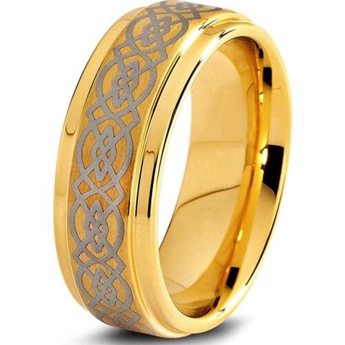 Mens Polished Step Edge Stainless Steel Rings Irregular Knot Pattern Wedding Engagement Ring Party Anniversary Gifts Size 6-13