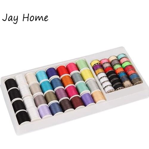 Mini Sewing Thread Kits 32Pcs Polyester Thread Spools with 28Pcs Floss Bobbins for Hand and Sewing Machine DIY Sewing Supplies