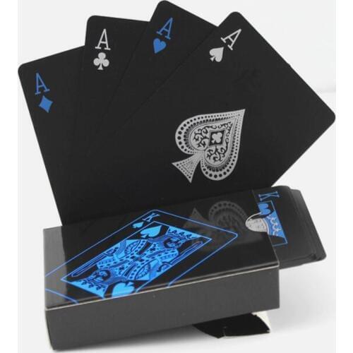 55pcs/Deck Waterproof Plastic Pvc Playing Cards Set Pure Color Black Poker Card Sets Classic Magic Tricks Tool Props