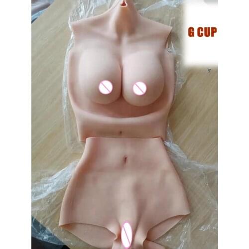 New Sale 2 in 1 G CUP Halfbody Fake Artificial Boobs Breast Forms and Vagina Panty Crossdresser Shemale Drag Queen Transgender
