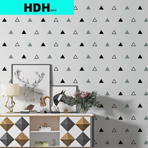 Triangle Geometric Pattern Peel and Stick Wallpaper White/Black/Silver Waterproof Vinyl Self Adhesive Wallpaper for Home Decor