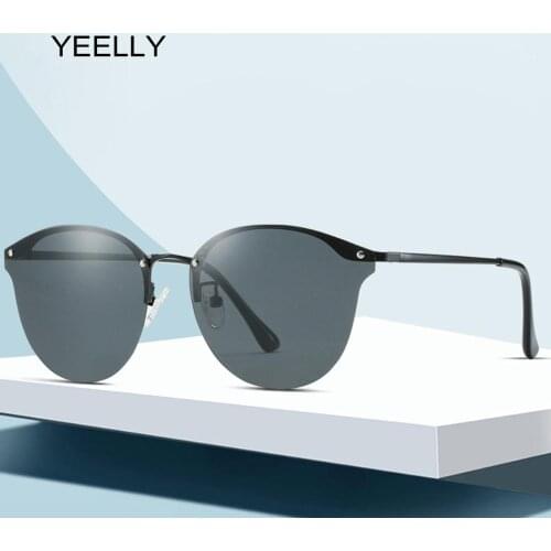 Classic Unisex Photochromic Polarized Sunglasses Day and Night Vision Dual-use Glasses Invisible Half Frame Frog Mirror 16702