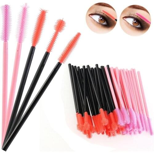 50pcs/lot Disposable Silicone Gel Eyelash Brush Comb Mascara Wands Eye Lashes Extension Tool Professional Beauty Makeup Tool