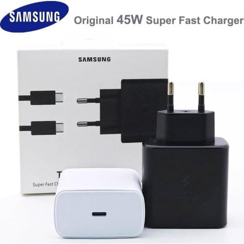 Original Samsung Fast Charger 45W Quick Adapter Type C Cable for Samsung GALAXY Note 10 20 S20 Plus S20 Ultra S21 A71 A80 A91