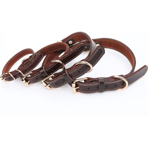 Dog Collar Leather Dog Collar Personalized Thick Heavy Brass Hardware Soft Comfortable And Lightweight Necklace-Suitable
