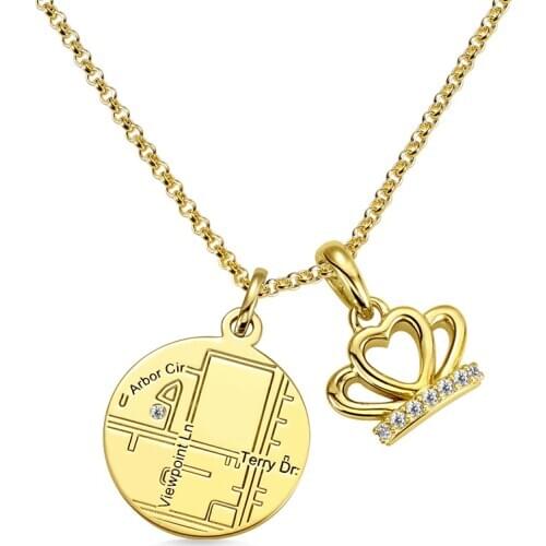 Personalized Map Necklace Jewelry Accessories Pendant Neck Chain Women Mom Girl Gift Mans Fashion Custom Necklaces Birthday