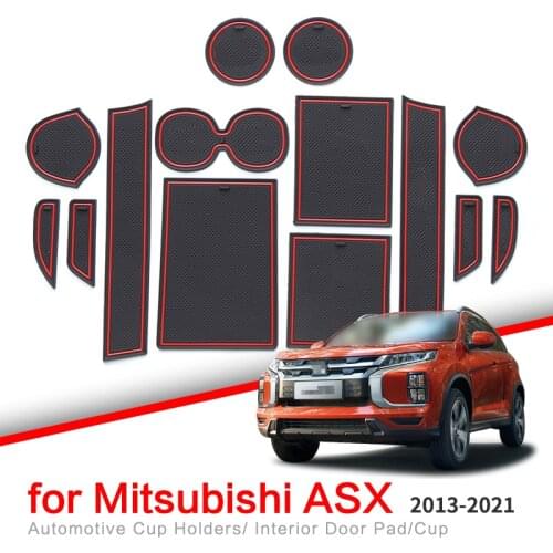Anti-Slip Gate Slot Cup Mat for Mitsubishi ASX 2013-2021 Door Groove Non-Slip Pad Car sticker Accessories Rubber Coaster