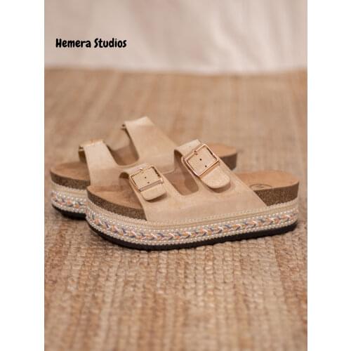 Hemera Studios sandals platform flat Women summer 2021 Sparts espadrille flip flops plant Cork Multicolor comfortable