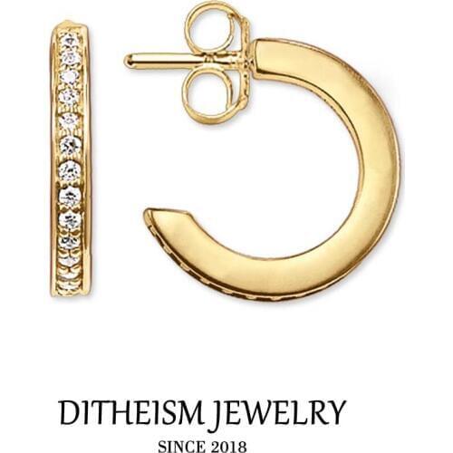 Gold Color Creole Hoop Earrings, 2018 New Ethnic Fashion Jewelry Geometric 925 Sterling Silver Gift For Women