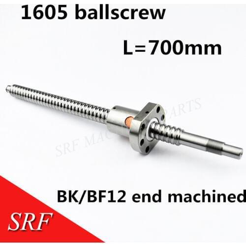 1pcs 16mm SFU1605 Rolled ball screw L=700mm with SFU1605 Ballscrew single nut for CNC Part BK/BF12 standard end machined