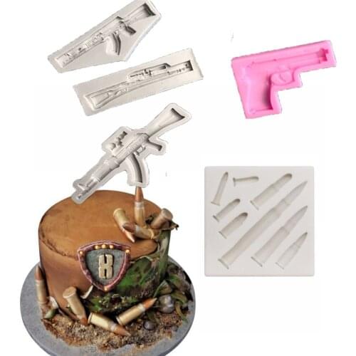 Bullets and pistols silicone mold chocolate fondant cake decoration handicraft resin mold clay grinder soap mold