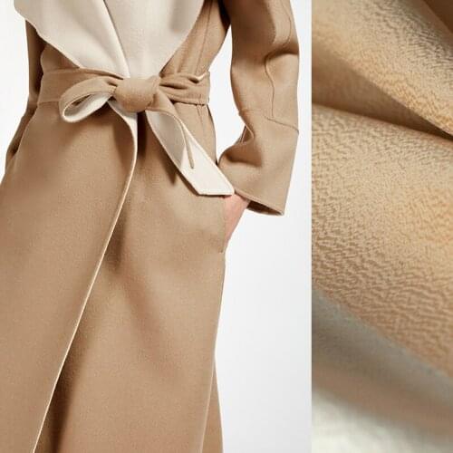 150CM Wide 800G/M Weight Thick Coffee Color White Double-Faced Water Wave Cashmere Fabric for Winter Overcoat Outwear E881