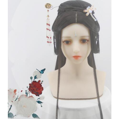 Historical Shaped Princess Hair Products Without Hair Flower Han Dynasty Hair Princess party supplies masquerade party