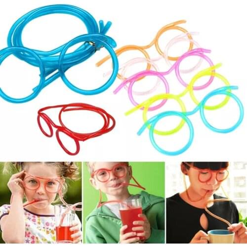 Funny Soft Glasses Straws Unique Flexible Drinking Straws Childrens Party Accessories Crazy DIY Straws Birthday Party Supplies