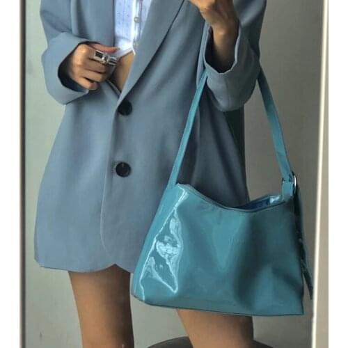 Patent Leather Vintage Women Hand Bag Fashion Baguette Designers Luxury Women Shoulder Bags Female Armpit Bag Large handle Bags