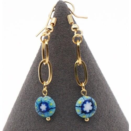 Go2Boho Handmade Earring Women Winter Jewelry Stainless Steel Long Drop Hanging Dangle Earrings Snowflake Pattern Beads