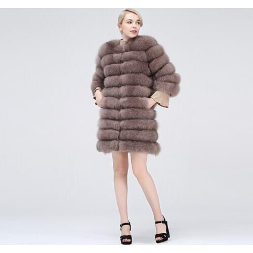 2021 Natural Fox Leather Ladies Coat Winter Ladies Fashion Warm Natural Fox Leather Coat 90-70cm removable sleeves removable for