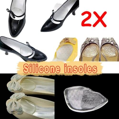 1 Pair Silicone Elastic Insoles Cushion Protector Feet Palm Care Shoe Pad B99