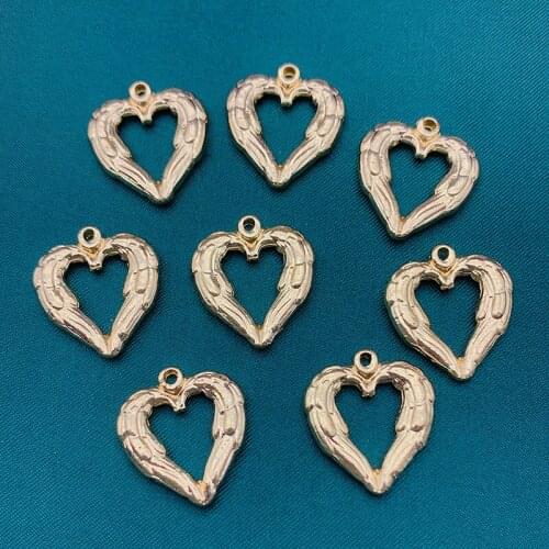 10Pcs 22*20mm Golden Alloy Hollow Heart Shape Wing Charms Metal Sweet Love Angel Wings Charm For DIY Earring Making Accessories