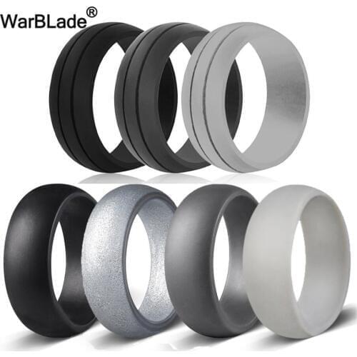 7pcs/set 6-12 Size Hypoallergenic Crossfit Flexible 8mm Food Grade FDA Silicone Finger Ring For Men Women Wedding Jewelry Gift