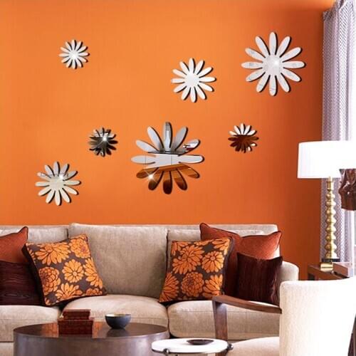 7PCS Snowflake 3D Mirror Wall Sticker Acrylic Decals Home Decoration Wall Decor Mirrored Stickers Art DIY Poster Stickers