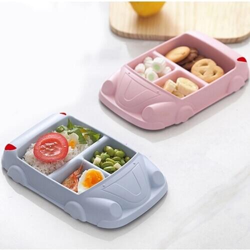 Bamboo Fiber Food Containers Baby Infant Training Dishes Baby Feeding Sets Children Tableware Car Shape Bowl Cup Plates