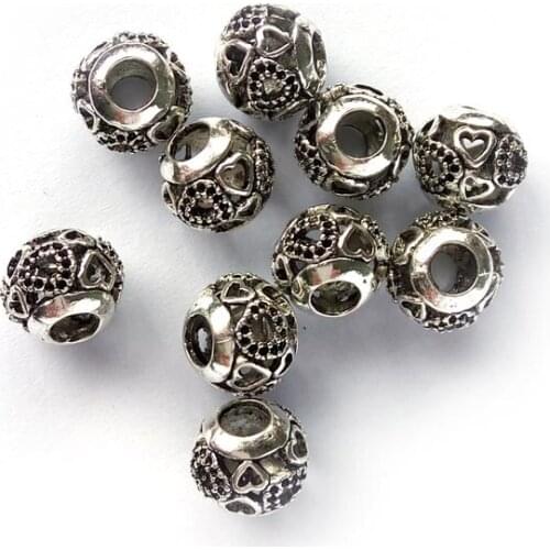 Free shipping 50pcs mix color 12mm 2015 new heart design big hole charms beads fit European bracelet DIY