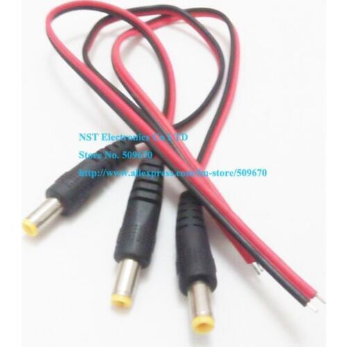 Free DHL shipping/500pcs/ DC 5.5x2.1mm Power Cord/Pigtail with Male Plug 2.1mm camera male power plug For CCTV Cameras