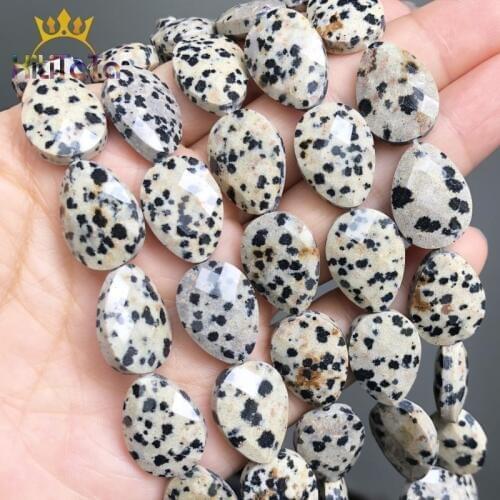 13*18mm Natural Faceted Stone Beads Water Drop Yellow Spot Jaspers Beads For Jewelry Making DIY Bracelet Ear Studs Accessories