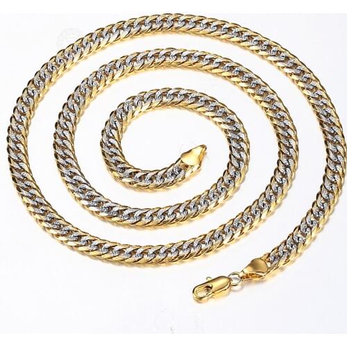 New Fashion 6mm Gold Filled Hammered Cut Curb Cuban Gold Silver Color Chain Necklace for Men Women Jewelry Gift Wholesale DGN494