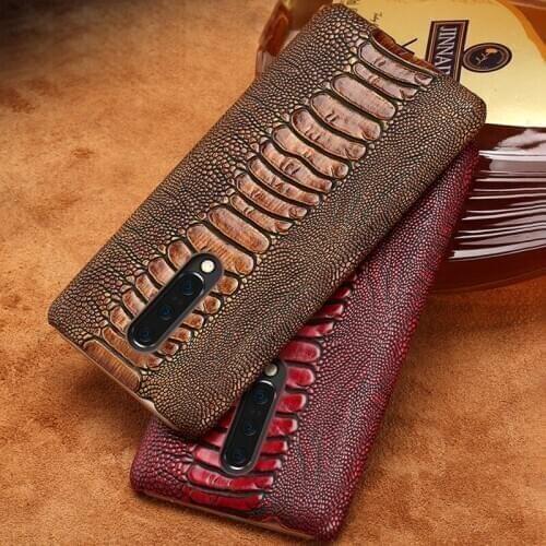 Genuine Leather Case For Oneplus 7 PRO Cases Cowhide Ostrich Foot case For One plus 7Pro 6 6T 5 5T 3 3T Shockproof Phone cover