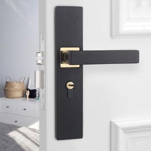 Household Aluminum Alloy Door Lock Continental Bedroom Minimalist Interior Door Handle Locks Cylinder Security Mute WJB41718