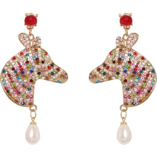 HYSECMAO Bohemian Cute Fashion Shiny Rhinestone Animal Drop Earrings for Women Personality Pendant Unique Statement Jewelry Gift