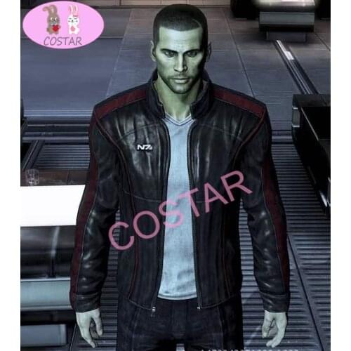 COSTAR Hot Game Mass Effect Cosplay Leather Winter Long-sleeved Jacket Game with The Same Paragraph