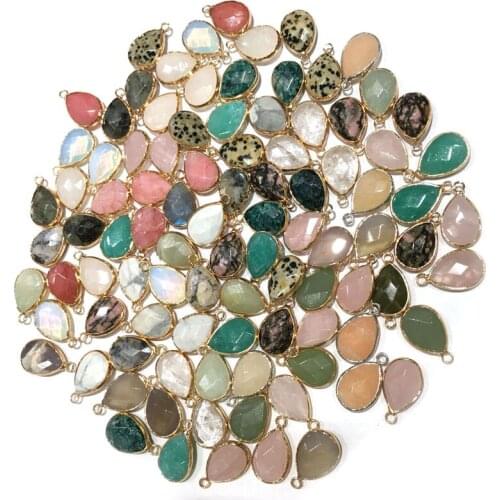 Natural Stone Crystal Pendants Water drop Shape Exquisite charm For jewelry making DIY necklace and earring accessories 14x22mm