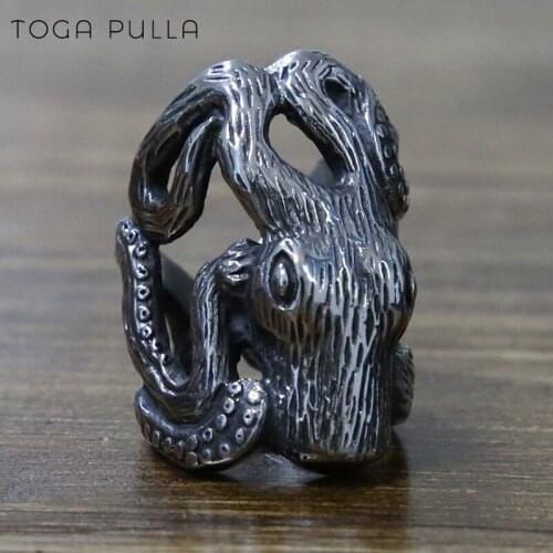 Personality Gothic Octops Ring Punk Rock 316L Stainless Steel Seaman Rings Men Women Biker Jewelry Gift for Sailor
