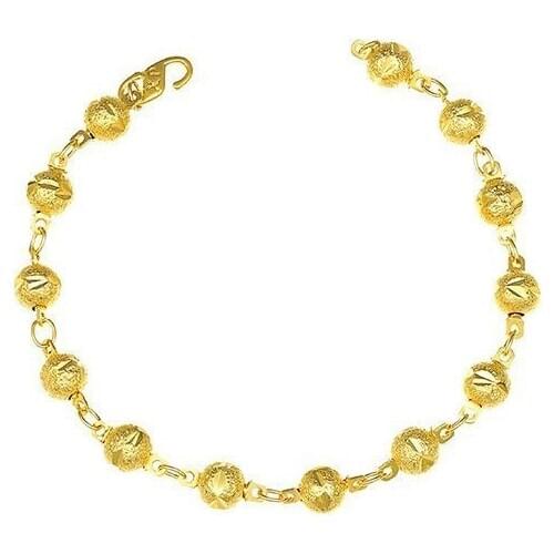MGFam ( 17.4 cm ) Frosted Bead Bracelet Womens Fashion Jewelry Pure Gold Color 24 K Lead and Nickel Free
