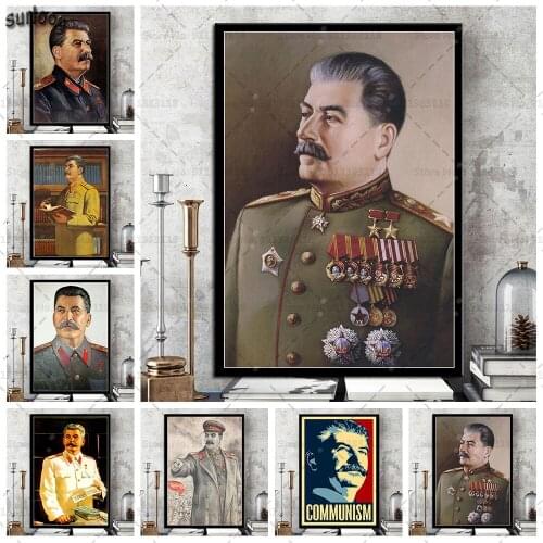 Wall Art Poster Joseph Stalin Portrait Retro Pictures Prints Canvas Painting for Living Room Home Decor