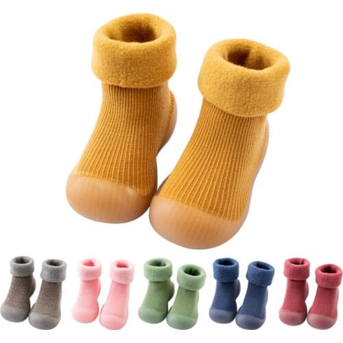 Unisex Toddler Socks Shoes Anti-slip Baby First Walker Shoes Boys Girls Kids Rubber Soft Sole Floor Shoe Knit Booties