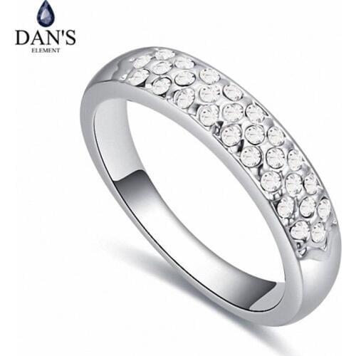 DANS New Hot Sale 5 Colors Real Austrian Crystals Romantic Leaf Fashion Rings For Women Valentine Gift 121471