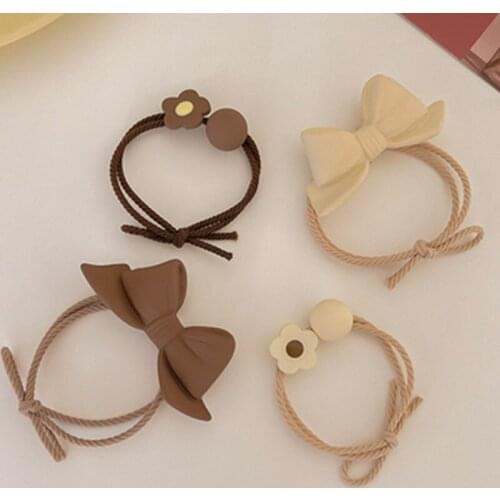 1Set New Autumn Fashion Milk Chocolate Color Cute Bowknot Hair Rope Hair Tie for Women Girl Korean Sweet Hair Accessories