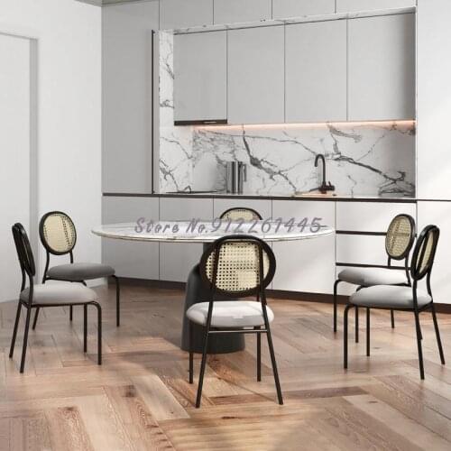 Rattan Dining Chair Home Nordic Solid Wood European Designer Dining Table Chair Backrest Net Red Retro Study Chair Rattan Chair