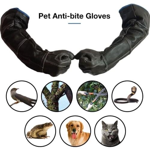 Upgraded Pet Gloves Beauty Bath Gloves Strengthen Leather Thickened Cowhide Bite-proof Gloves Anti-dog Pet Supplies 2021 Newest