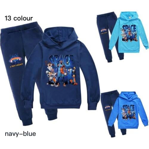 Toddler Boy Autumn Clothes SPACE JAM Anime Hoodie Long Sleeve Kids T-shirt Pants Children Kids Girls Sweatshirt Set